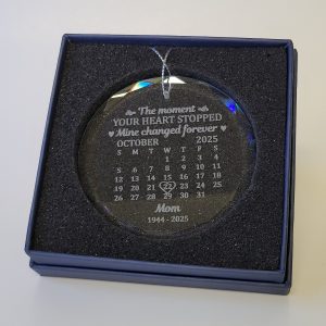 Custom Engraved 3″ Memorial Ornament with Personalized Box