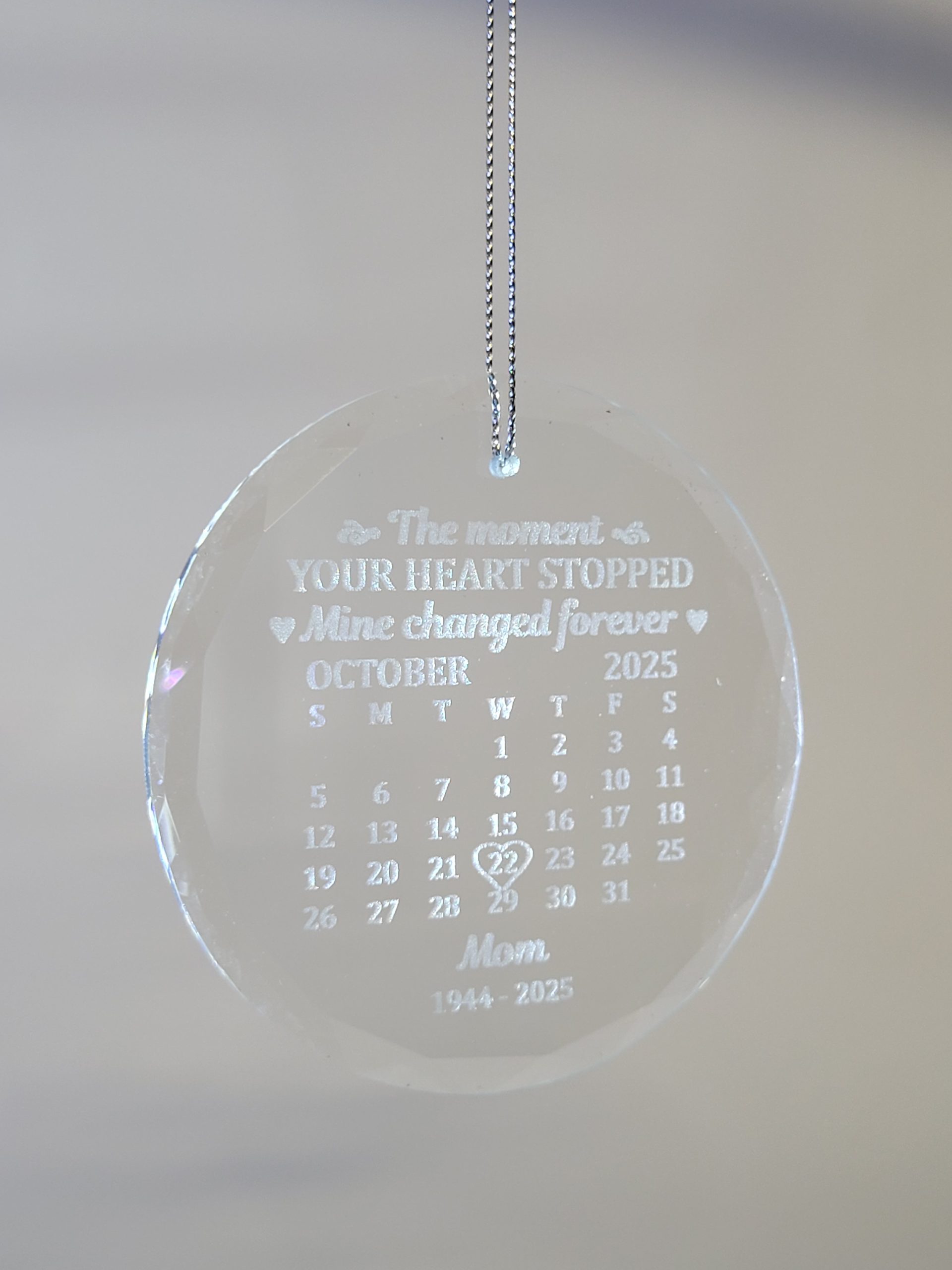 Custom Engraved Memorial Ornament
